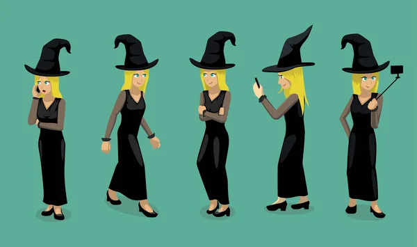 Bonito Halloween Personagem Animação Bruxa Walking Side View Cartoon Vector  imagem vetorial de Punnawich© 512927950