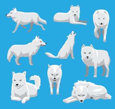 Beyaz Kurt Kutup Tilkisi Çizgi Film Vektör İllüstrasyonu