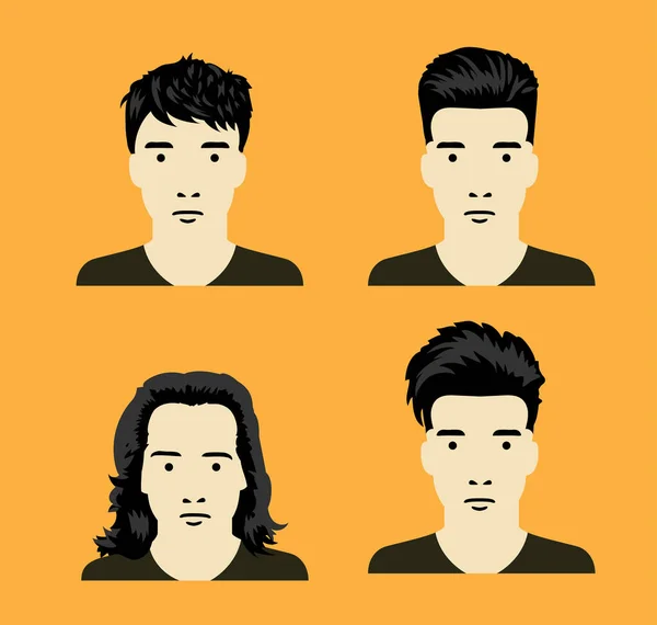 stock vector Minimal Man Cartoon Different Retro Hairstyles Vector Illustration Set 1