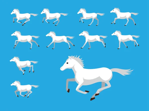 Вектор Мультфильма Animation Sequence White Horse Pegasus — стоковый вектор