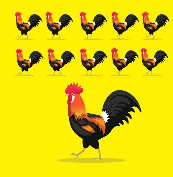 Animal Animation Sequence Rooster Chicken Cartoon Vector — стоковый вектор