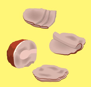 Et Jambonu Parçaları Vektör İllüstrasyonu