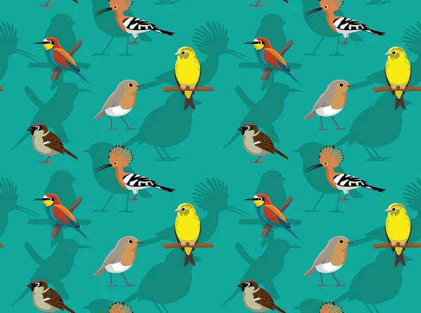 Rastgele Avrupalı Kuşlar Duvar Kağıdı — Stok Vektör