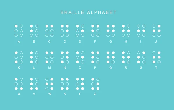 Braille Alfabet Set Tecknad Vektor Illustration — Stock vektor