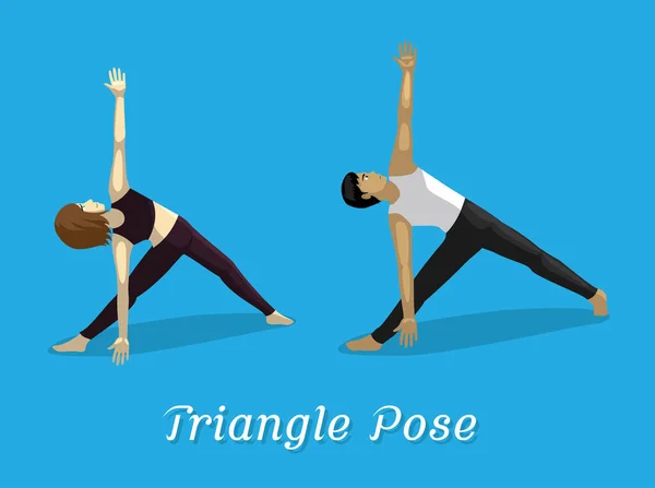 Manga Stil Tecknad Yoga Triangel Pose — Stock vektor