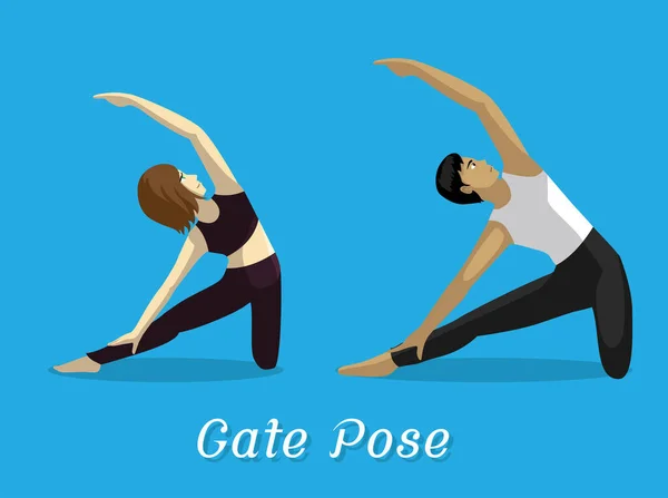 Manga Stil Tecknad Yoga Gate Pose — Stock vektor