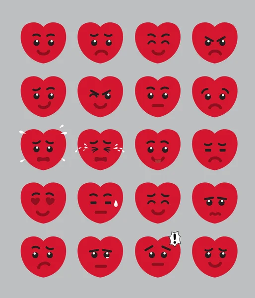 Tecknad Hjärta Kid Ansikte Emoticons Vektor Illustration — Stock vektor