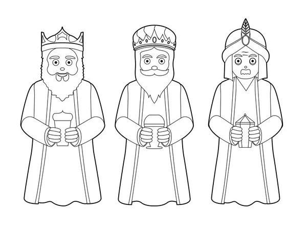 Three Wise Men Black White Cartoon Characters Illustration Stock Illustration