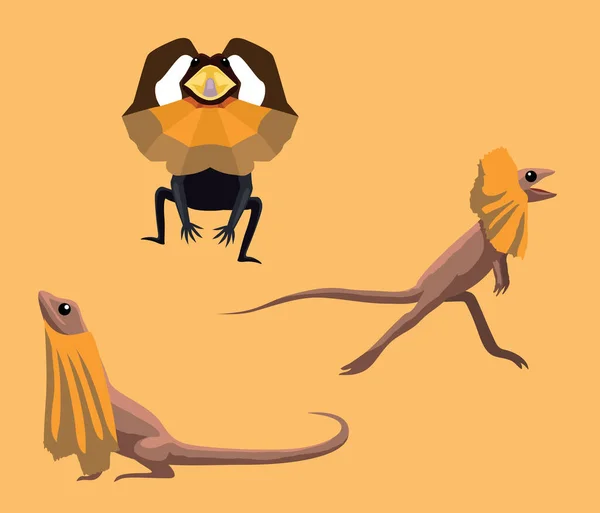 Australian Animal Frilled Lizard Desen Animat Vector Illustration — Vector de stoc