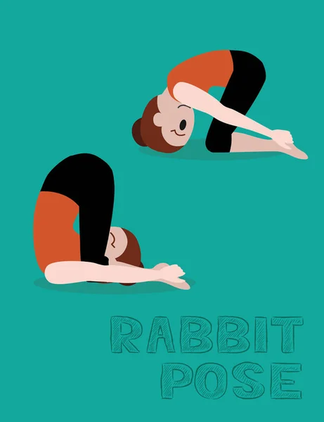 Yoga Rabbit Pose Cartoon Vector Illustration — 스톡 벡터