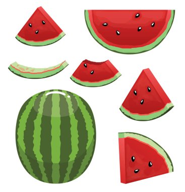 Karpuz Yeme Çizgi Film Vektörü