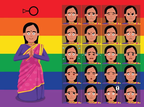 Transgender Lgbtq Third Gender Cartoon Emotion Faces Vector Illustration — Archivo Imágenes Vectoriales