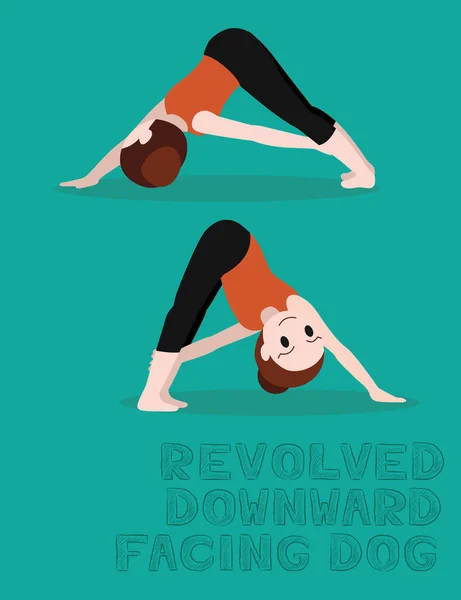 Yoga Revolution Downward Facing Dog Cartoon Vector Illustration — 스톡 벡터