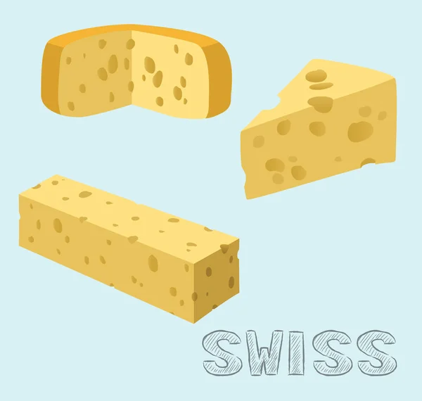 Yiyecek Peyniri Tipi Sviçre Vektör Llüstrasyonu — Stok Vektör