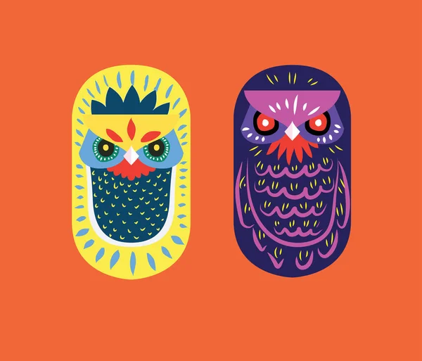 Pohela Boishakh Owl Mask Vector Colorful Set — Stock Vector