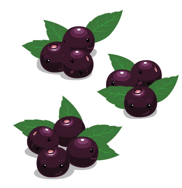 Acai Berry Cartoon Character Söt Tecknad Vektor — Stock vektor