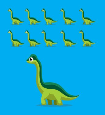 Hayvan Animasyon Dizisi Dinozor Brachiosaurus Yürüyen Çizgi Film Vektörü