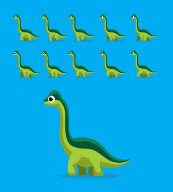Animal Animation Sequence Dinosaur Brachiosaurus Walking Cartoon Vector clipart