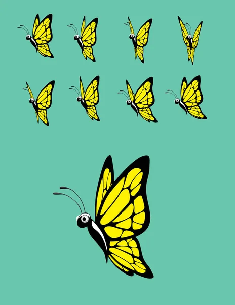 Sequência Animação Animal Monarch Butterfly Flying Cartoon Vector — Vetor de Stock