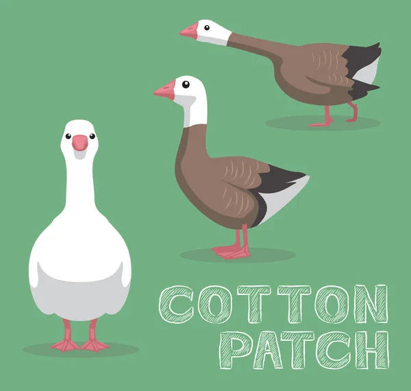 Doméstico Goose Cotton Patch Cartoon Vector Ilustração — Vetor de Stock