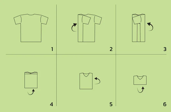 Camisa Folding Tutorial Sequência Cartoon Vector Ilustração — Vetor de Stock
