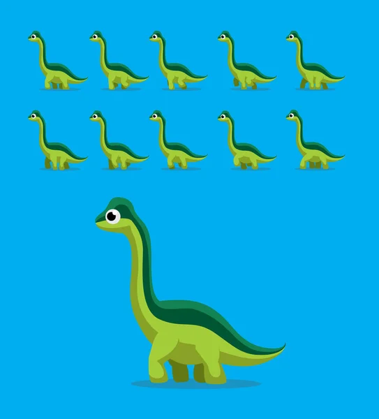 Sequência Animação Animal Dinossauro Brachiosaurus Walking Cartoon Vector — Vetor de Stock
