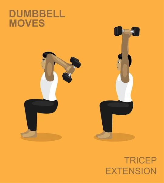 Tricep Extension Dumbbell Moves Manga Gym Set Illustratie — Stockvector