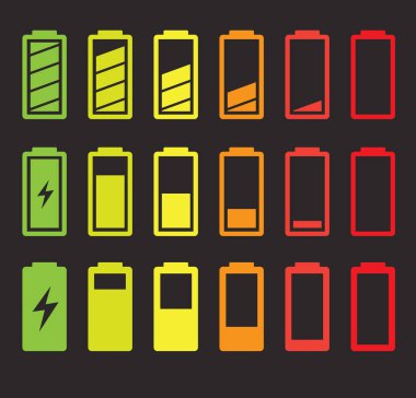 Pil Şarj Etme Rengi Çeşitli Tasarım Logosu Sembol Vektörü