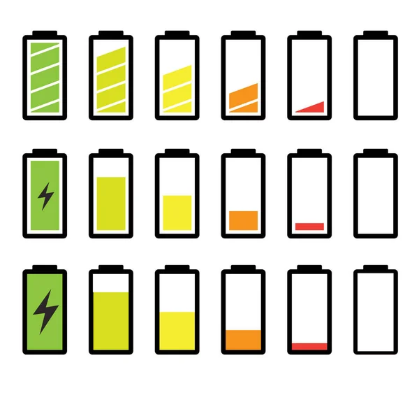 Color Carga Batería Varios Diseños Vector Símbolo Logotipo Blanco — Archivo Imágenes Vectoriales