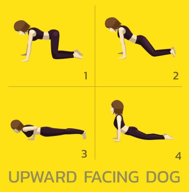 Yukarı Bakış Köpek Poz Yoga Manga Ders Çizgi Film Vektör İllüstrasyonu