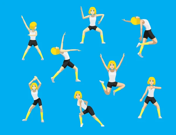 Zumba Girl Blonde Hair Manga Cartoon Vector — 스톡 벡터