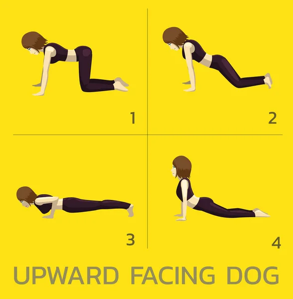 Opad Vender Hund Pose Yoga Manga Tutorial Hvordan Tegneserie Vektor – Stock-vektor