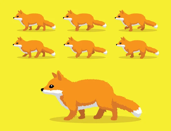 Fox Walking Animation Sequence Cartoon Vector — 스톡 벡터