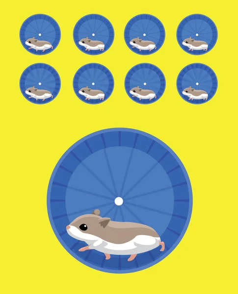 Hamster Running Wheel Animation Sequence Cartoon Vector — 스톡 벡터