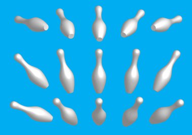 İzole Bowling İğneleri 3D Vektör İllüstrasyonu