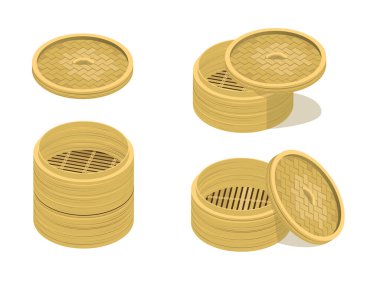 Dim Sum Plakası 3d Vector Wood Illustration-01