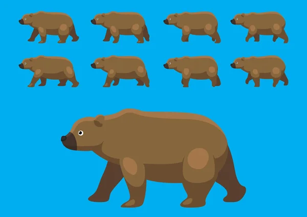 Animace Brown Bear Walking Cartoon Vector Illustration — Stockový vektor