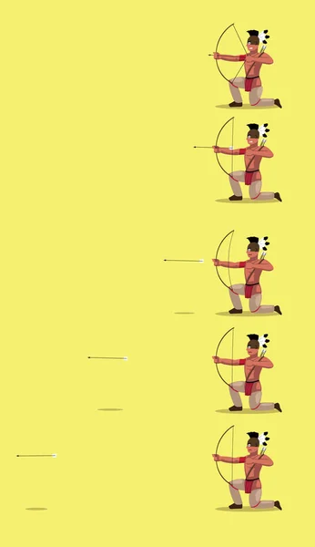 Native American Indian Shooting Arrow Cartoon Vector — Stock Vector