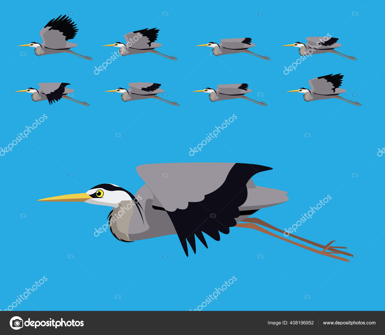 Bird Heron Flying Cartoon Vector Animation Frame Stock Vector Image by  ©Punnawich #408196952