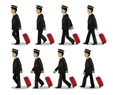 Manga Pilot Yürüme Dizisi Canlandırma Vektörü