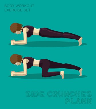 Yan Çatlamalar Plank Gövdesi Egzersizi Manga Çizgi Film Vektörü Ayarla