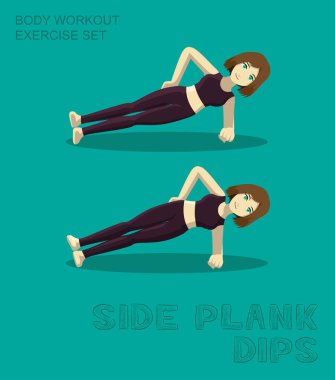 Yan Plank Dips Vücut Egzersizi Manga Çizgi Film Vektörü