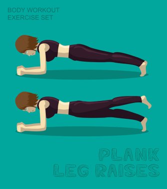 Yan Plank Bacağı Vücut Çalışmasını Yükseltir Manga Çizgi Film Vektörü Ayarla