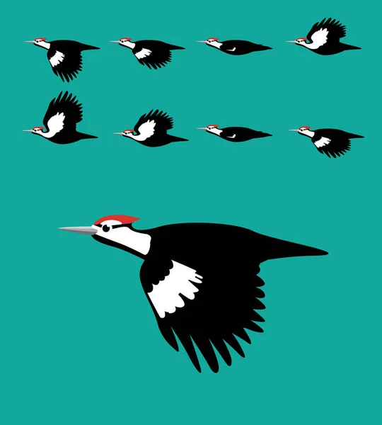 啄木鸟飞行卡通矢量动画框架 — 图库矢量图片