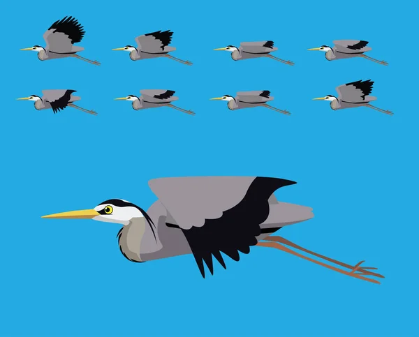 Bird Heron Flying Cartoon Vector Animation Frame —  Vetores de Stock