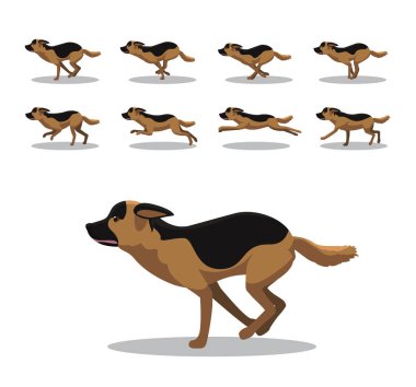 Alman Çoban Köpeği Çizgi Film Canlandırma Çerçeve Vektörü