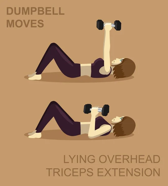Lying Overhead Triceps Extension Dumpbell Moves Manga Gym Set Illustration — Image vectorielle