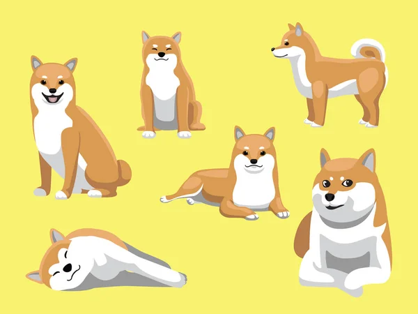 Shiba Inu Köpeği Şirin Çizgi Film Vektörü Pozisyonunda
