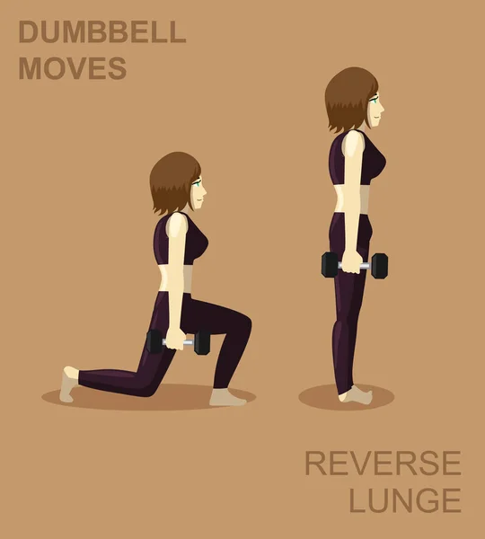 Reverse Lunge Dumbbell Move Manga Gym Set Ilustração — Vetor de Stock