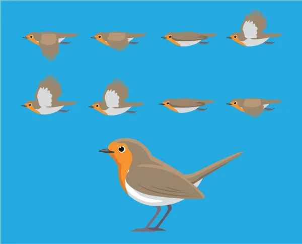 Cadre Animation Vectoriel Dessin Animé Européen Robin Des Oiseaux — Image vectorielle